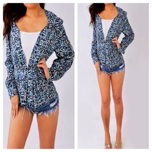 Women's Blue Patterned Blouse